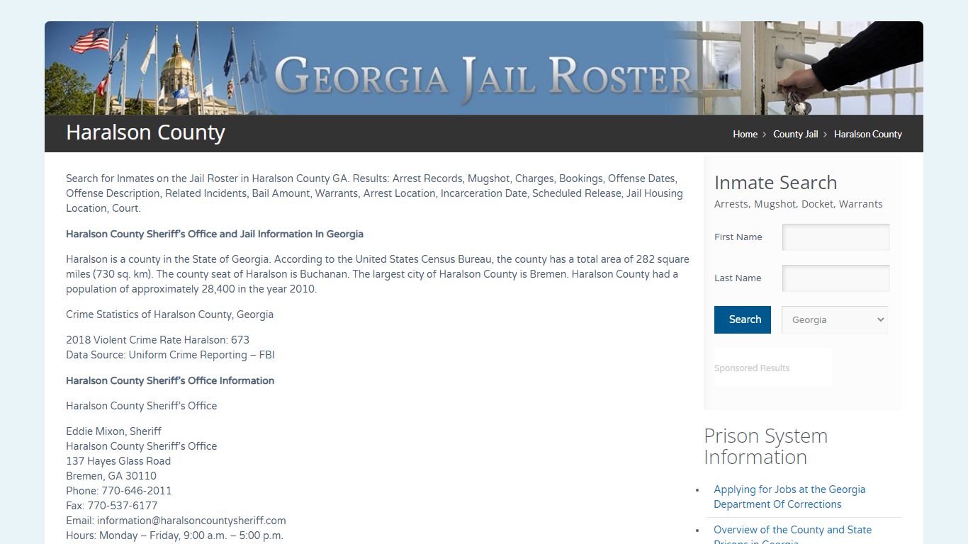 Haralson County | Georgia Jail Inmate Search