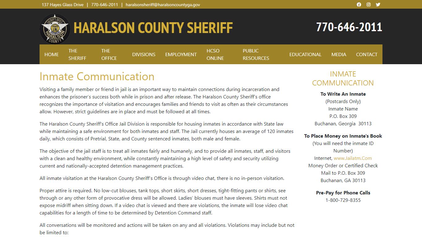 Inmate Communication - Haralson County Sheriff